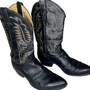 Justin Style 8565 10.5 D Men's Vintage Western Cowboy Boot Embroidered Black USA